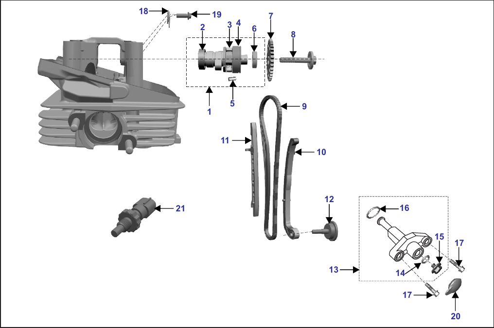 Plate 10 — CAM SHAFT AND CHAIN TENSIONER MF & ALTERNATE BF OBD2B FUEL