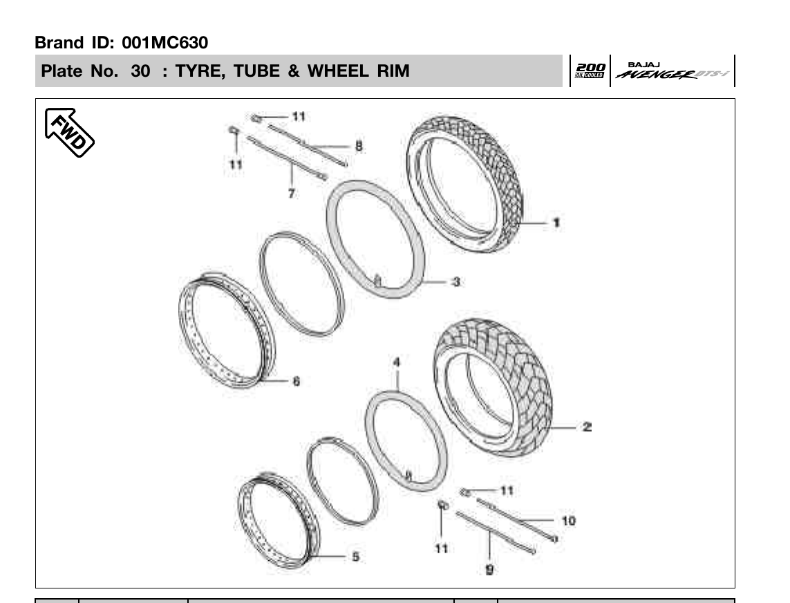 Plate 30 — TYRE, TUBE & WHEEL RIM