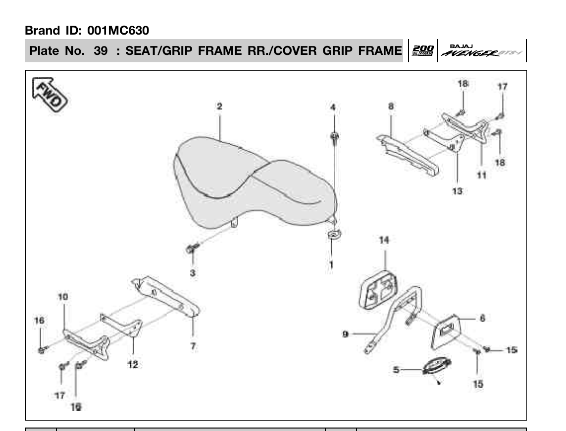 Plate 39 — SEAT/GRIP FRAME RR./COVER GRIP FRAME