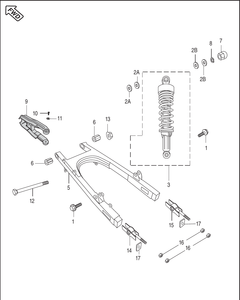Plate 25 — Swing Arm / Rear Shock Absorber
