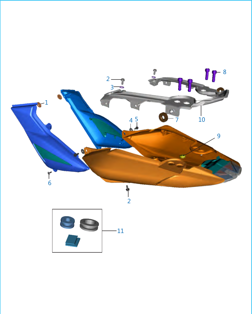 Plate 44 — Fittings - Cover Seat Pulsar 200 NS