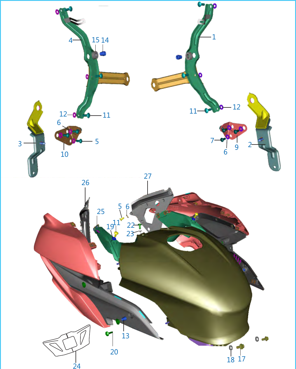Plate 45 — Fittings - Fairing & Petrol Tank Cover - Pulsar 200 AS