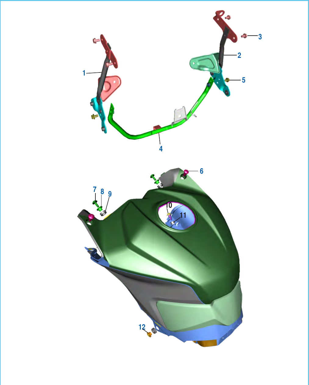 Plate 43 — Fittings - Side Fairing Bracket & Fuel Tank Cover