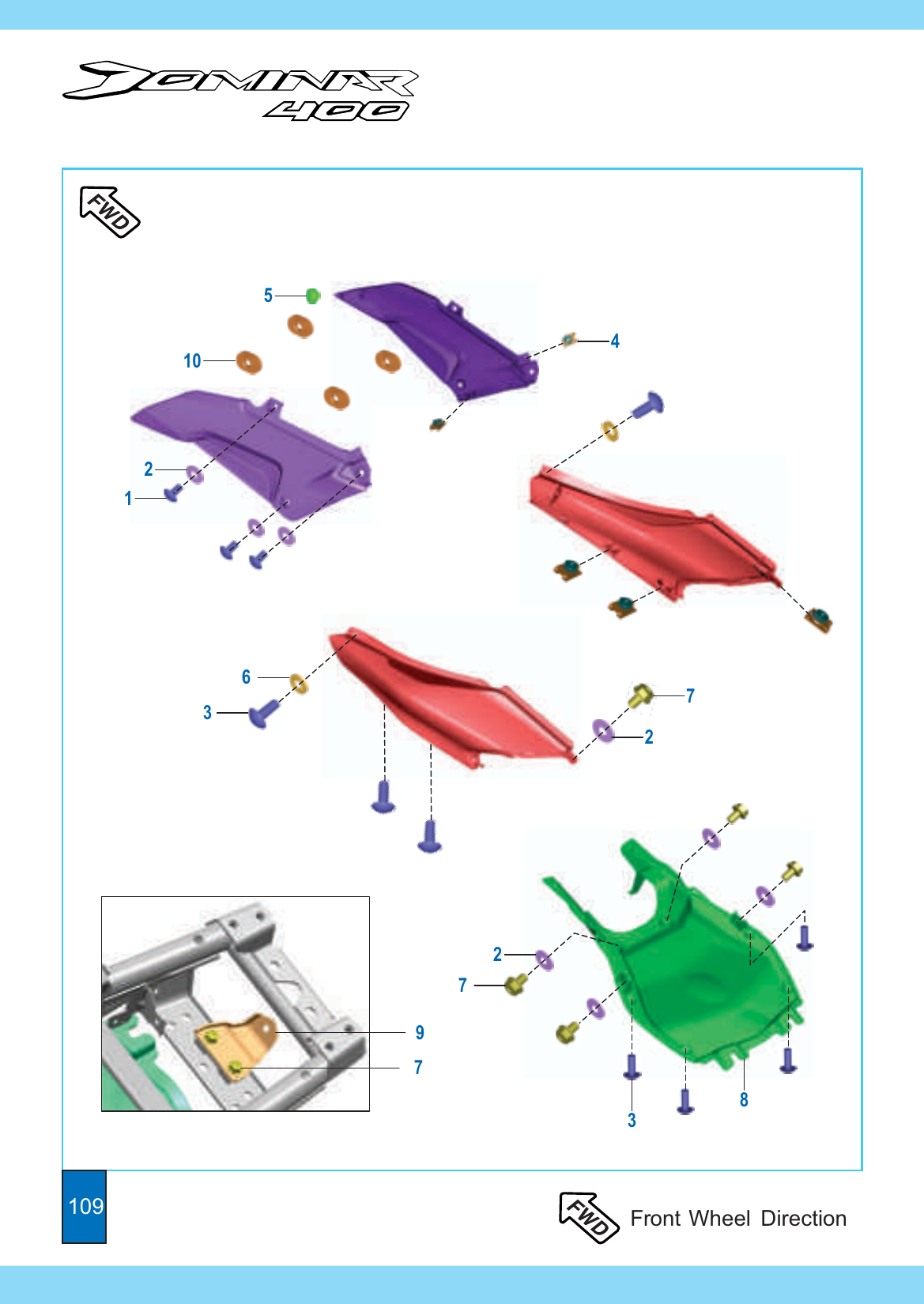 Plate 45 — Fitting - Side Covers, Seat Cowls & Under Tray Front