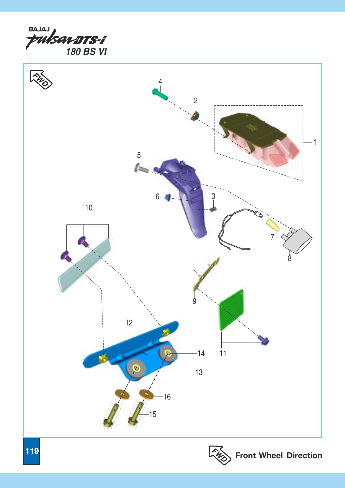 Plate 53 — Tail Lamp Assembly & Front / Rear Number Plate