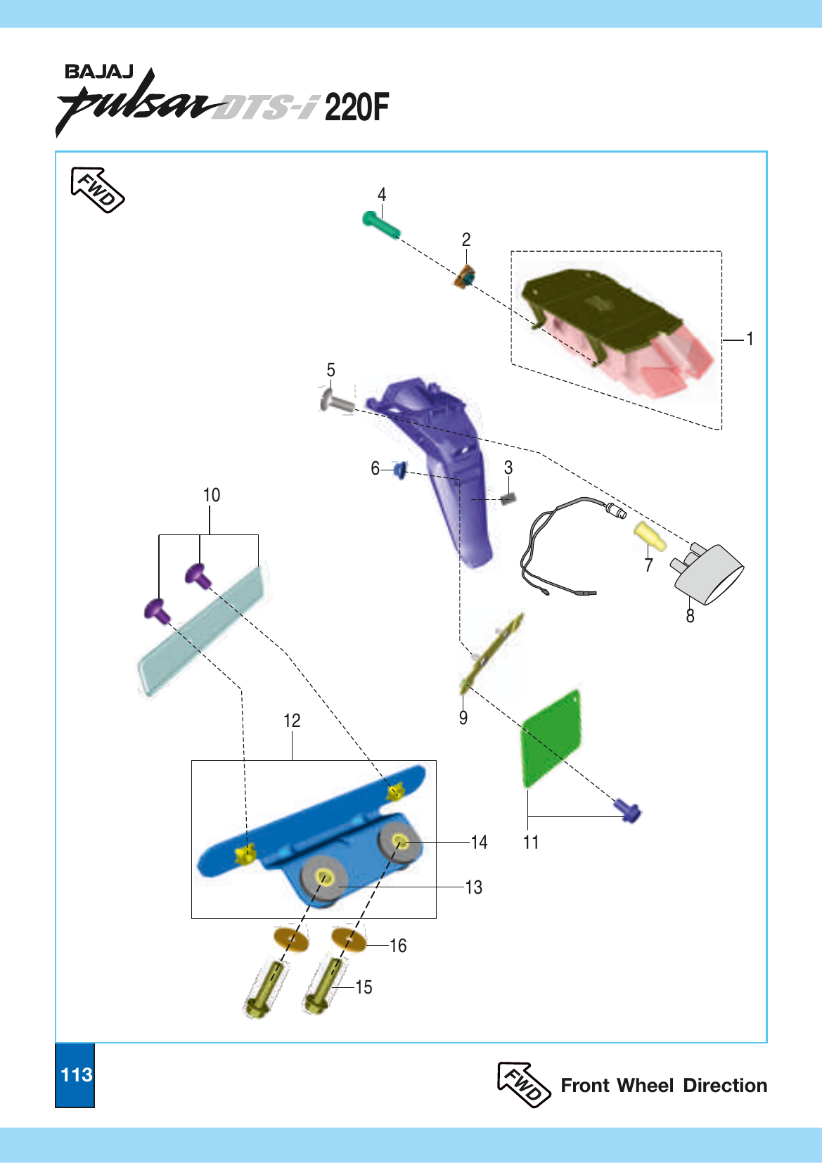 Plate 51 — Tail Lamp Assembly & Front / Rear Number Plate