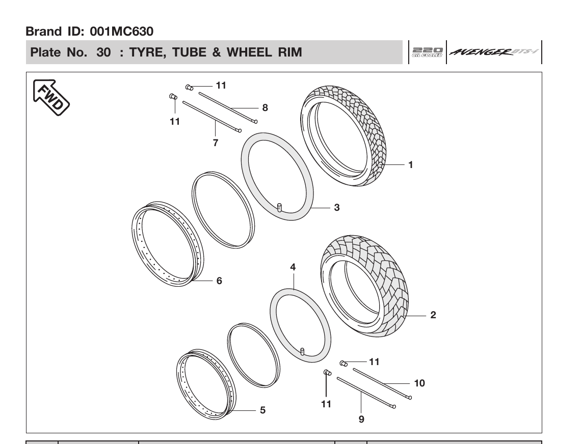 Plate 30 — TYRE, TUBE & WHEEL RIM