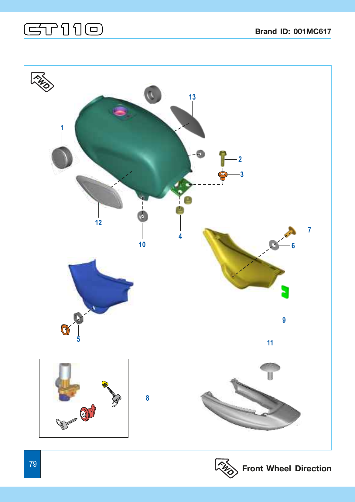 Plate 38 — Fittings - Petrol Tank, Side Covers & Seat Cowl