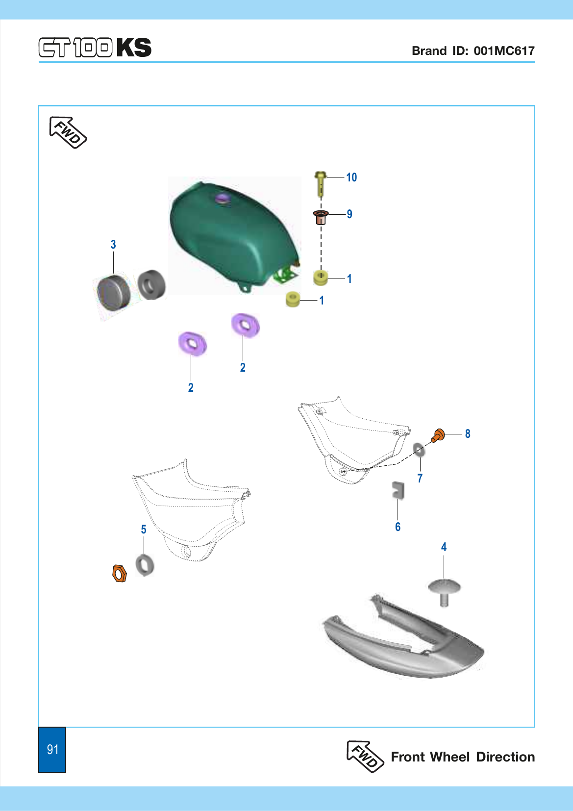 Plate 42 — Fittings - Petrol Tank, Side Covers & Seat Cowl