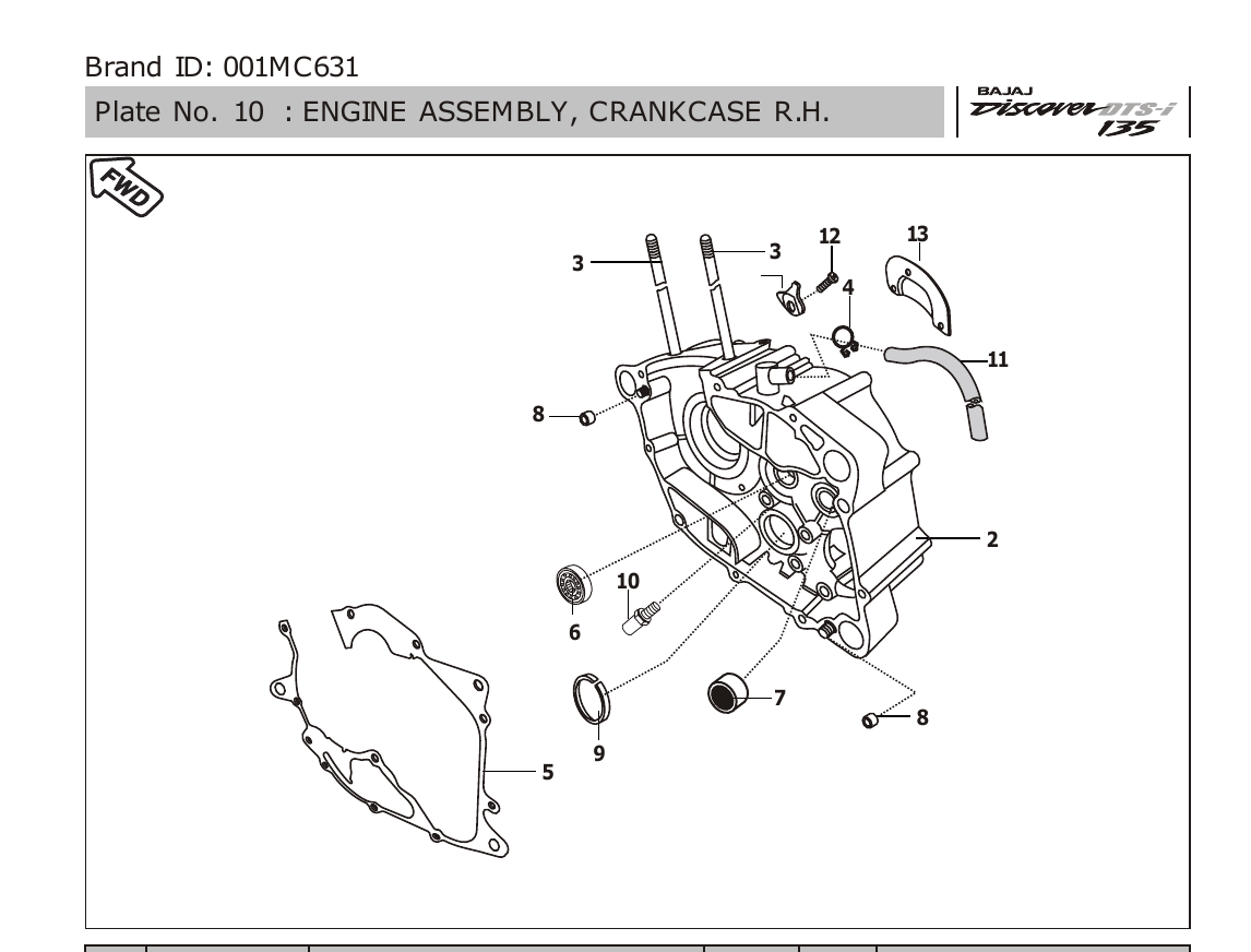 Plate 10 — ENGINE ASSEMBLY, CRANKCASE R.H.