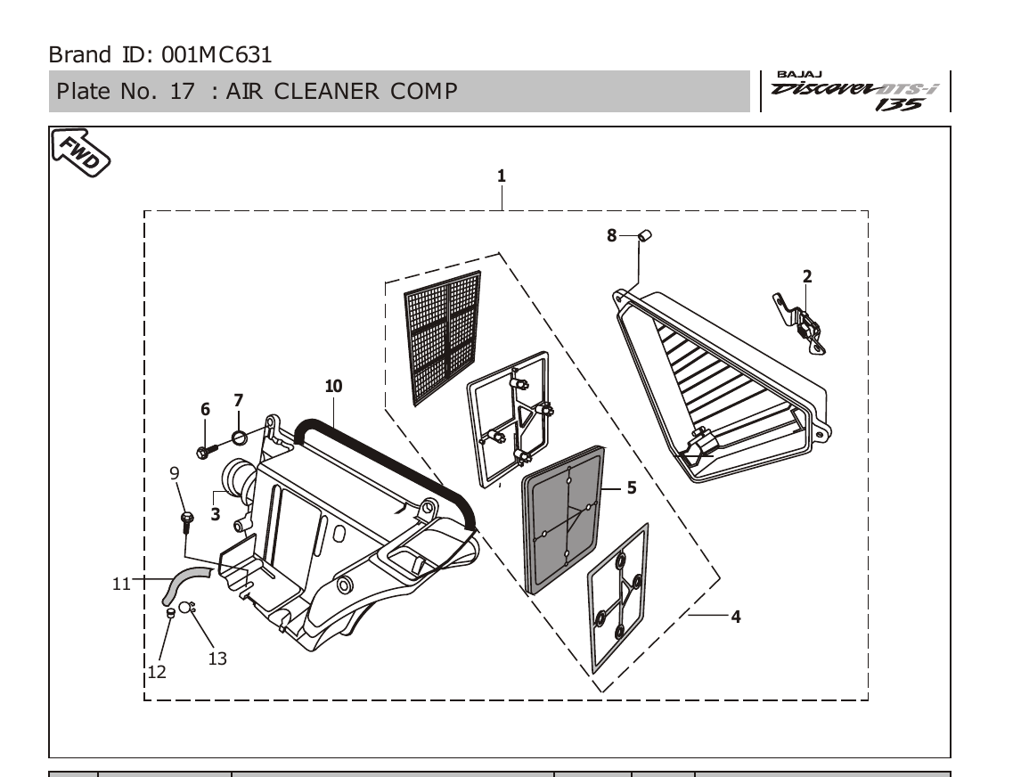 Plate 17 — AIR CLEANER COMP