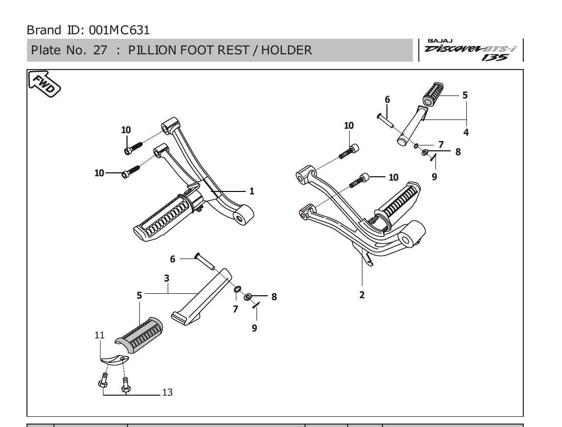 Plate 27 — PILLION FOOT REST / HOLDER