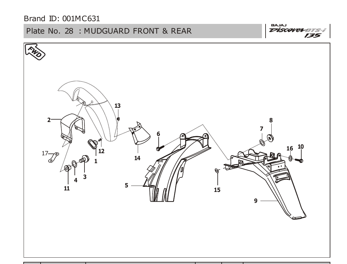 Plate 28 — MUDGUARD FRONT & REAR