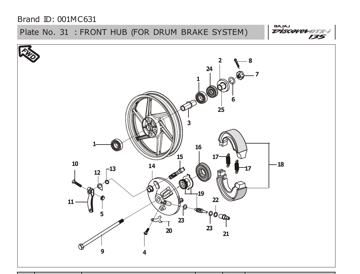 Plate 31 — FRONT HUB (FOR DRUM BRAKE SYSTEM)