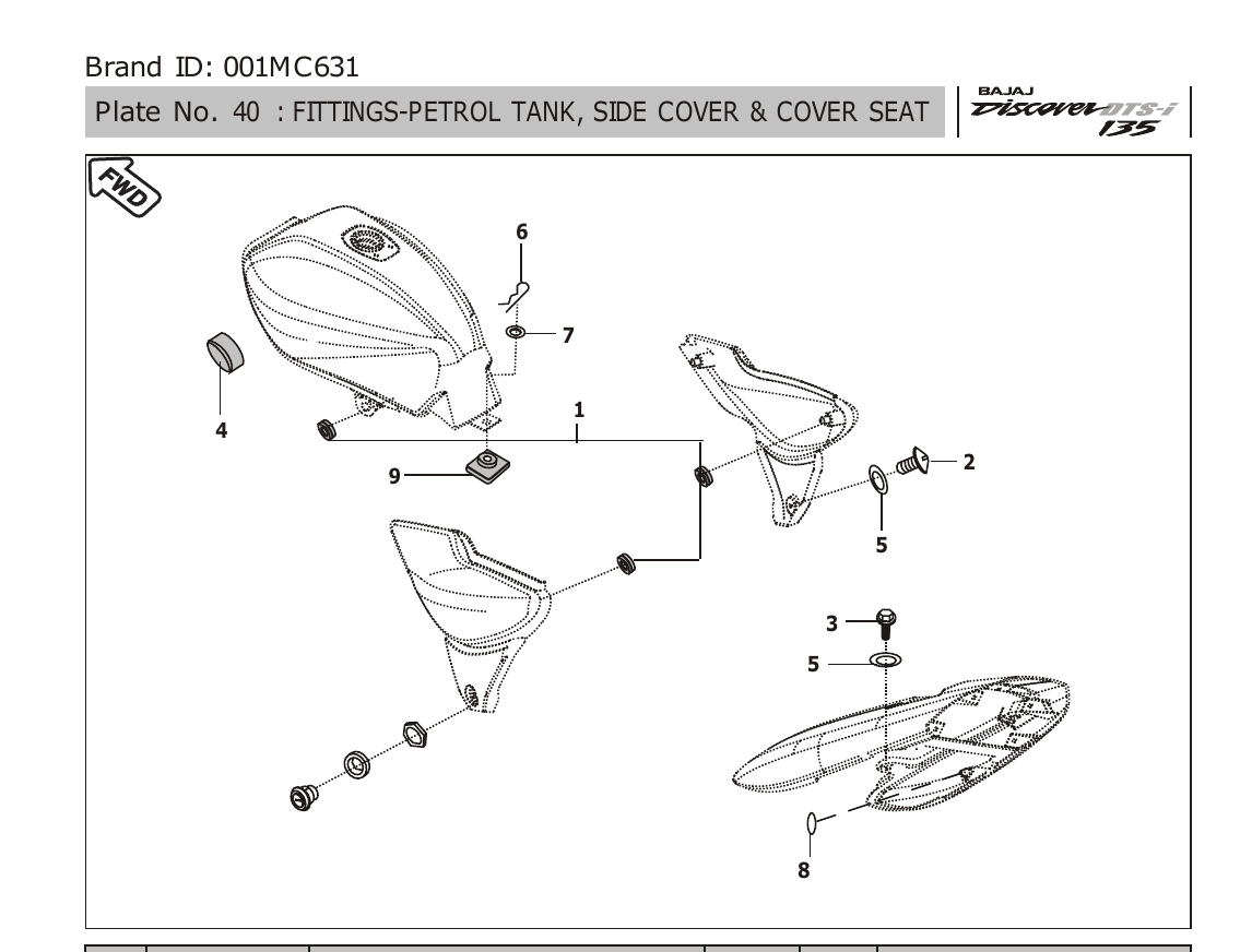 Plate 40 — FITTINGS-PETROL TANK, SIDE COVER & COVER SEAT