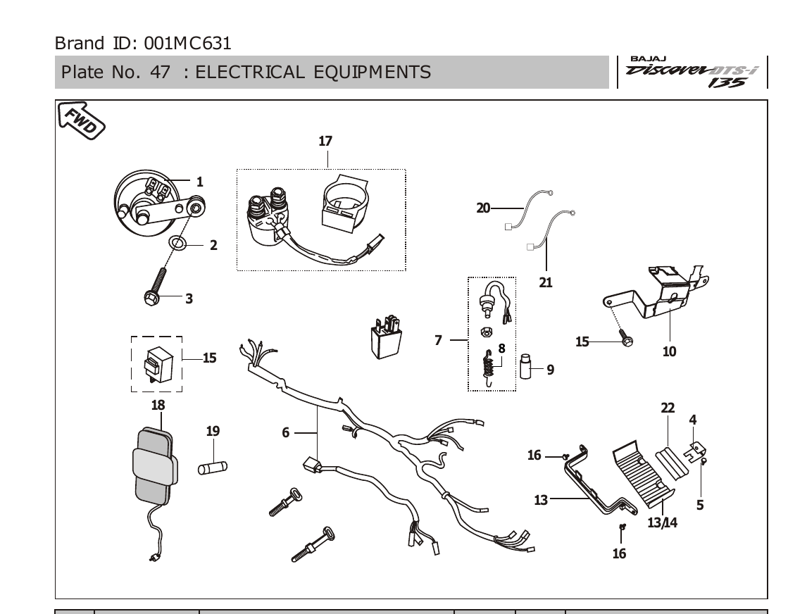 Plate 47 — ELECTRICAL EQUIPMENTS