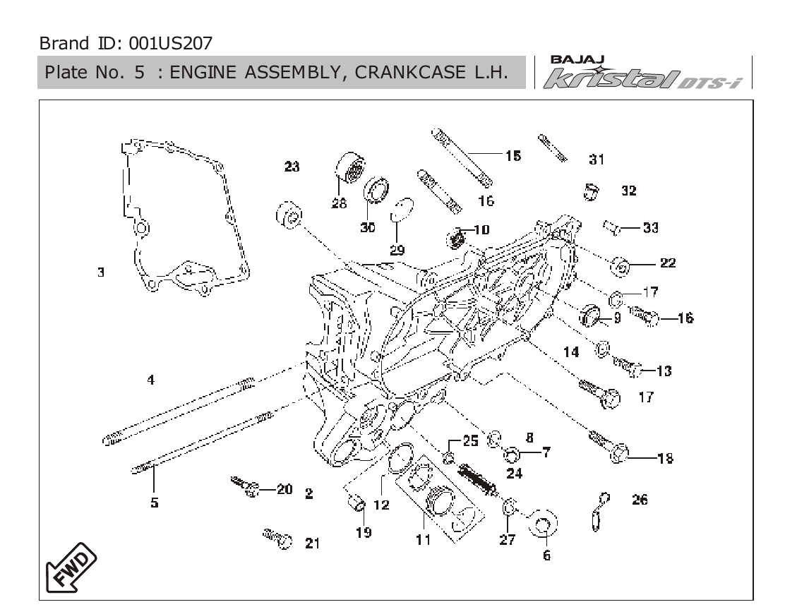 Plate 5 — ENGINE ASSEMBLY, CRANKCASE L.H.