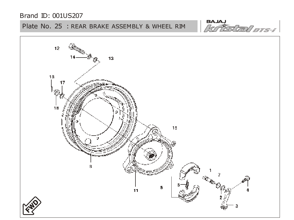 Plate 25 — REAR BRAKE ASSEMBLY & WHEEL RIM