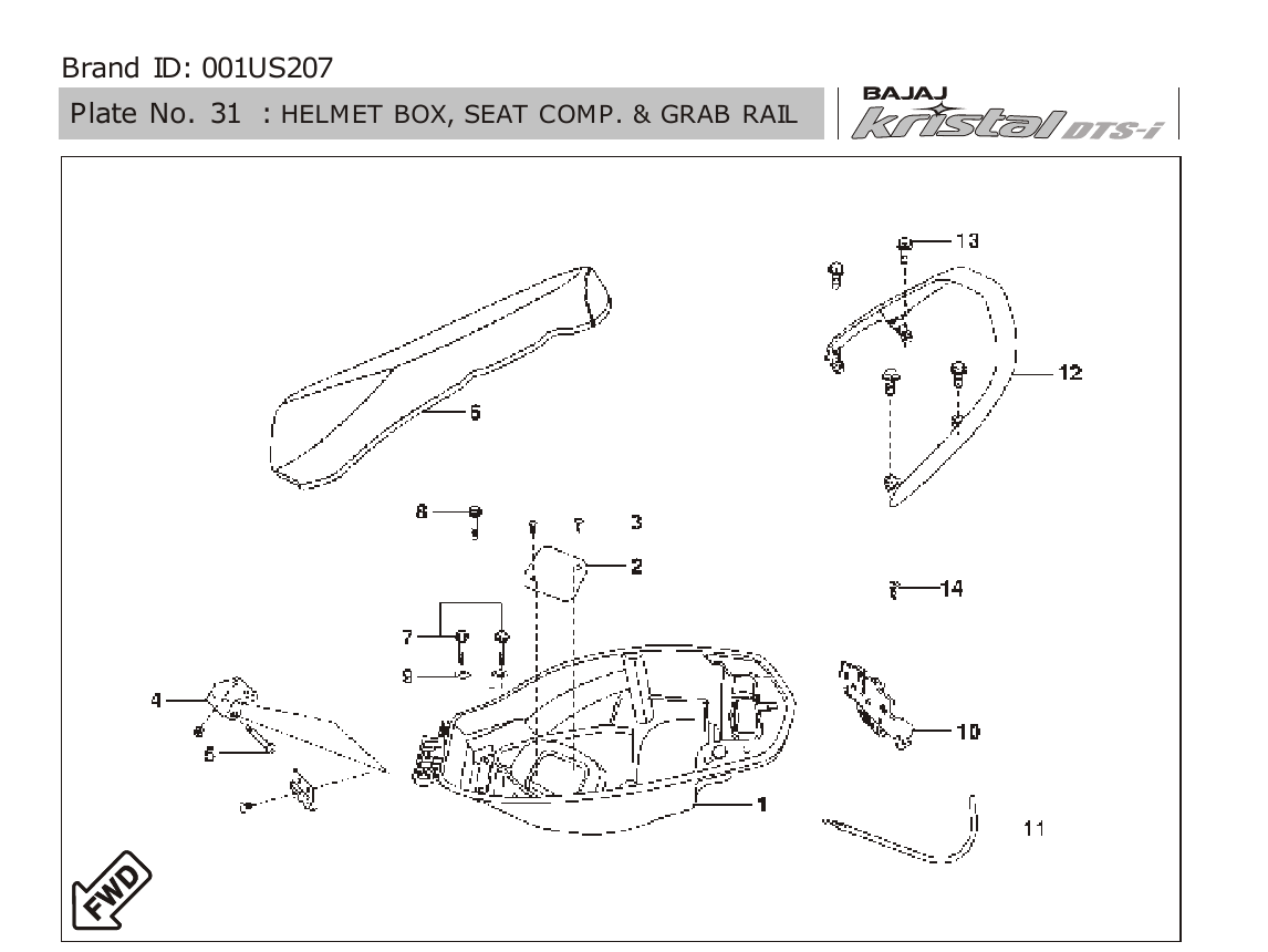 Plate 31 — HELMET BOX, SEAT COMP. & GRAB RAIL