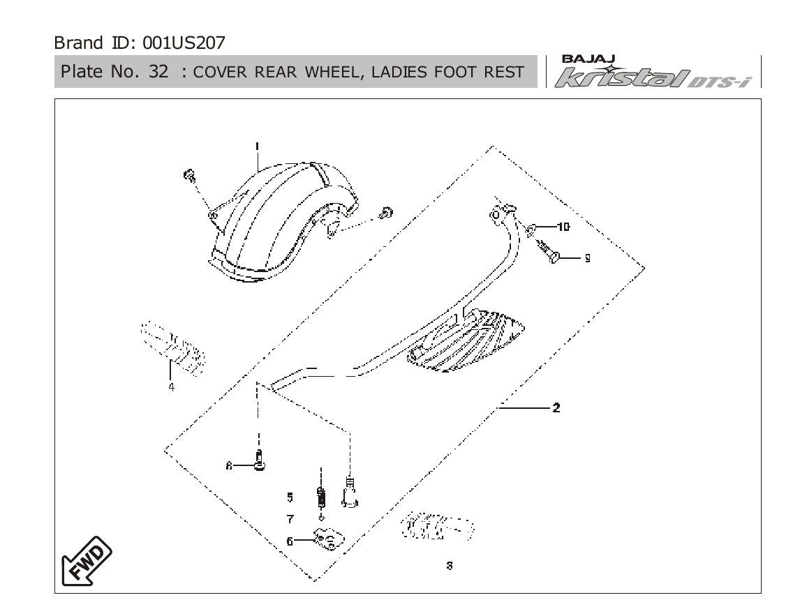 Plate 32 — COVER REAR WHEEL, LADIES FOOT REST