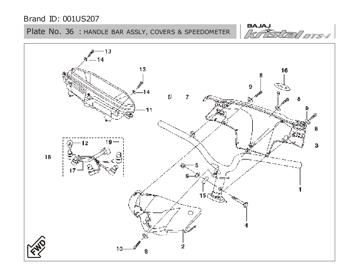 Plate 36 — HANDLE BAR ASSLY, COVERS & SPEEDOMETER