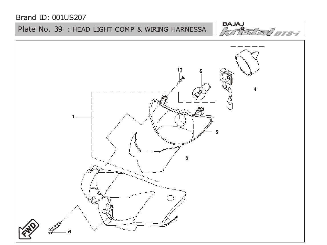 Plate 39 — HEAD LIGHT COMP & WIRING HARNESSA