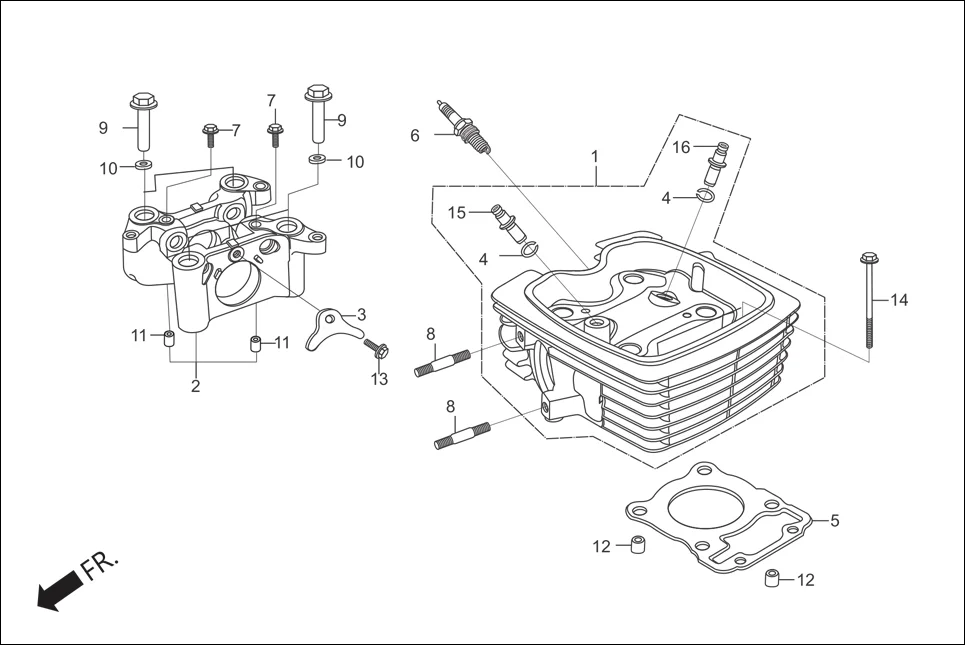 E-1A CYLINDER / CYLINDER HEAD / SPARK, PLUG