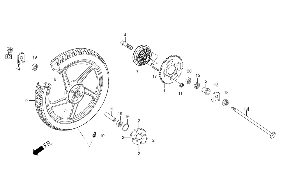 F-10 REAR WHEEL diagram showing 90304-KCS-920