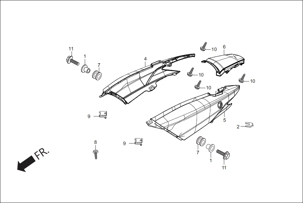 F-11A RR COWL /BODY COVER diagram showing 90320-GC3-000