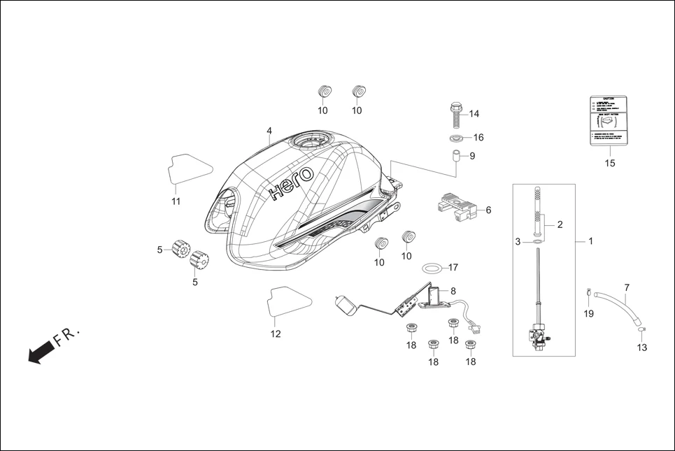 F-12 FUEL TANK diagram showing 87560-AAM-H00