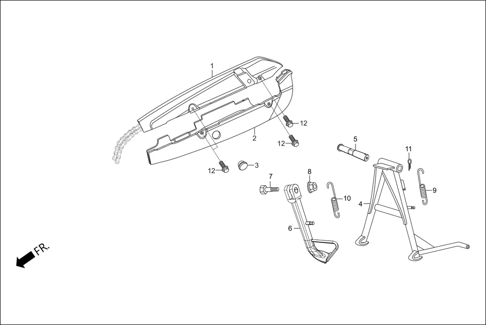 F-18A CHAIN CASE / STAND assembly diagram for Hero Achiever 150 (Sep, 2016)