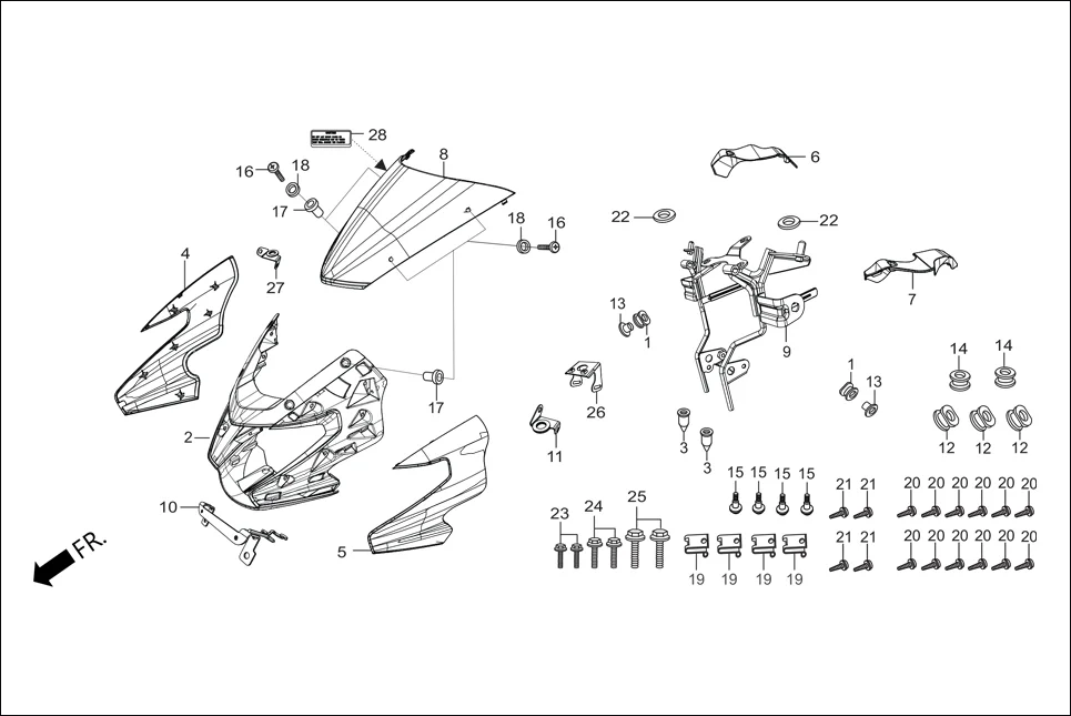 F-1A COWL FRONT diagram showing 95701-06012-00