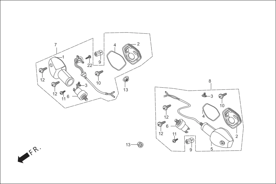 F-21A REAR WINKER diagram showing 33401-KCC-730