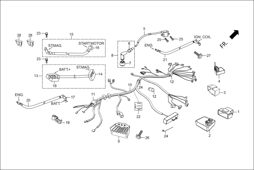 F-23 ELECTRICALS / WIRE HARNESS / START CABLE diagram showing 30455-AAF-040