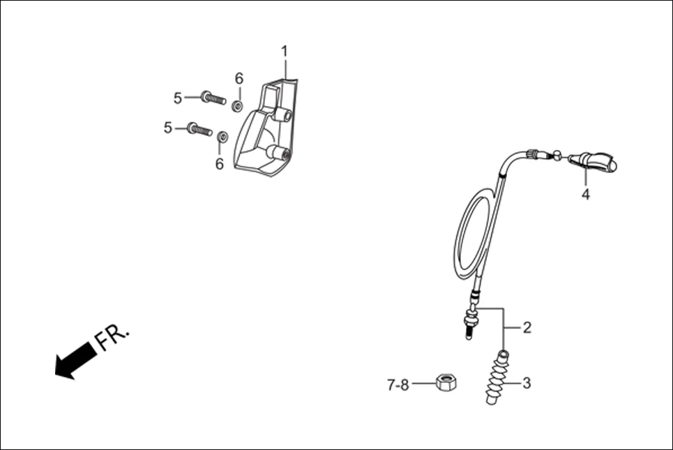 F-3A CONTROL CABLE diagram showing 53182-KFN-850