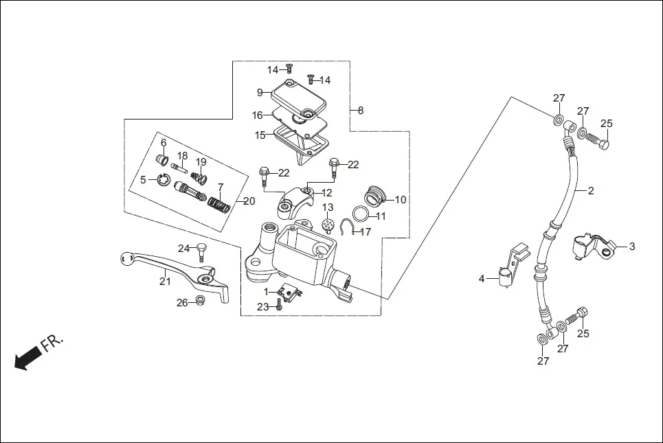 F-3C-DISC CLUTCH / FR. BRAKE MASTER CYLINDER diagram showing 45517-166-000