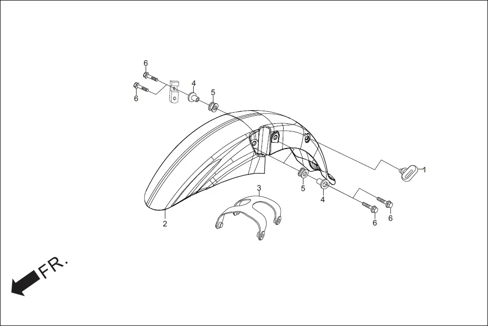 F-5 FRONT FENDER diagram showing 61105-KTC-900