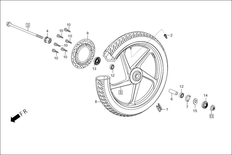 F-8-DISC FRONT WHEEL diagram showing K44446AAMB000S