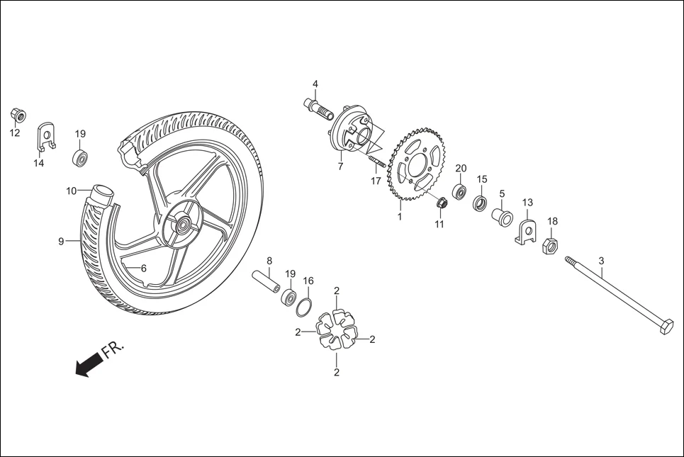 F-11 REAR WHEEL diagram showing 42301-KTN-700