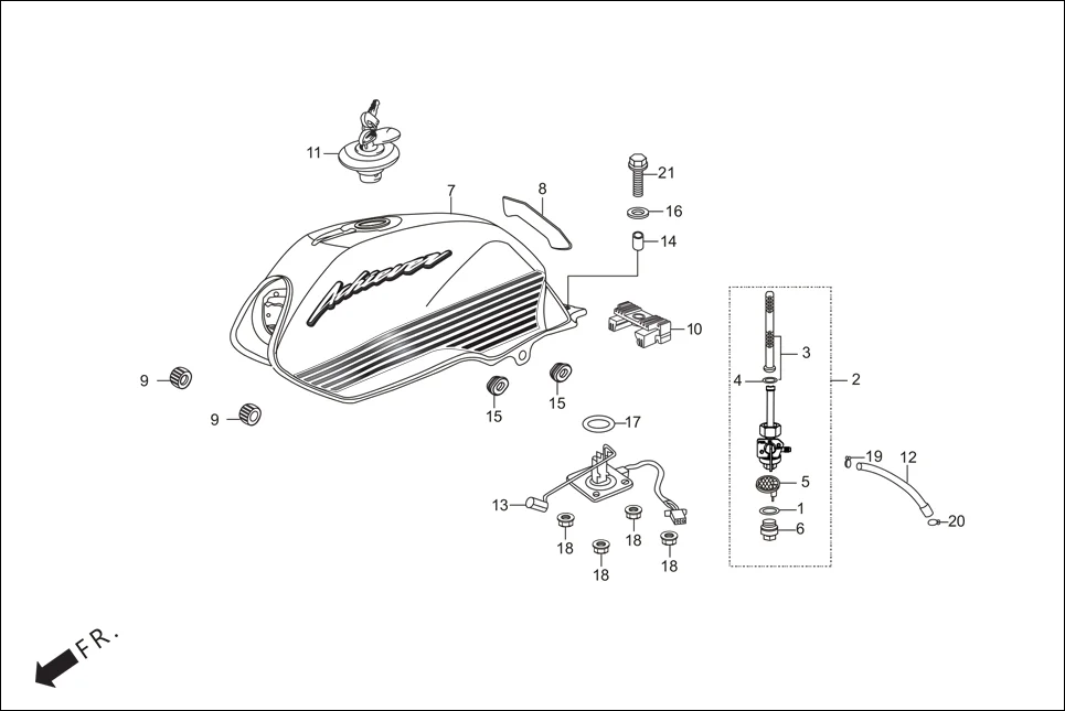 F-13 FUEL TANK diagram showing 94050-06000