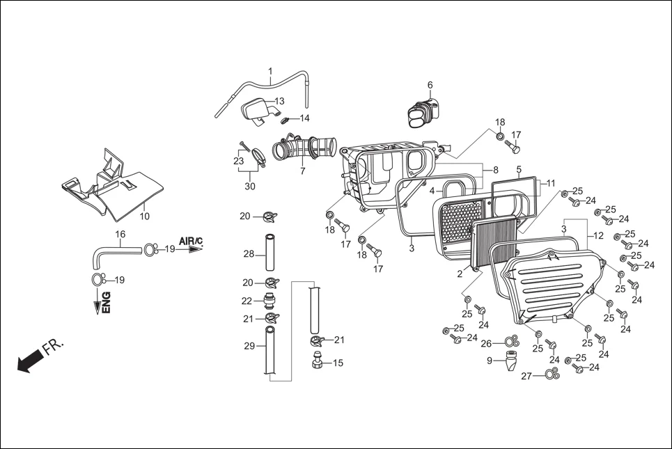 F-15 AIR CLEANER assembly diagram for Hero Achiever (Nov, 2014)