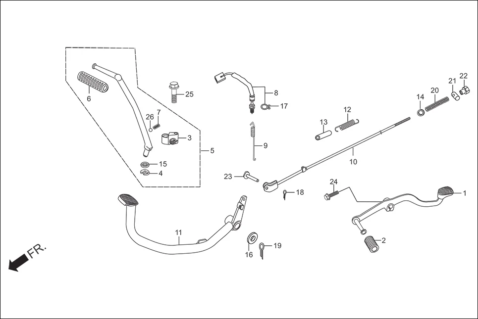 F-18 PEDAL GEAR CHANGE / KICK STARTER / PEDAL BRAKE diagram showing 96211-08000