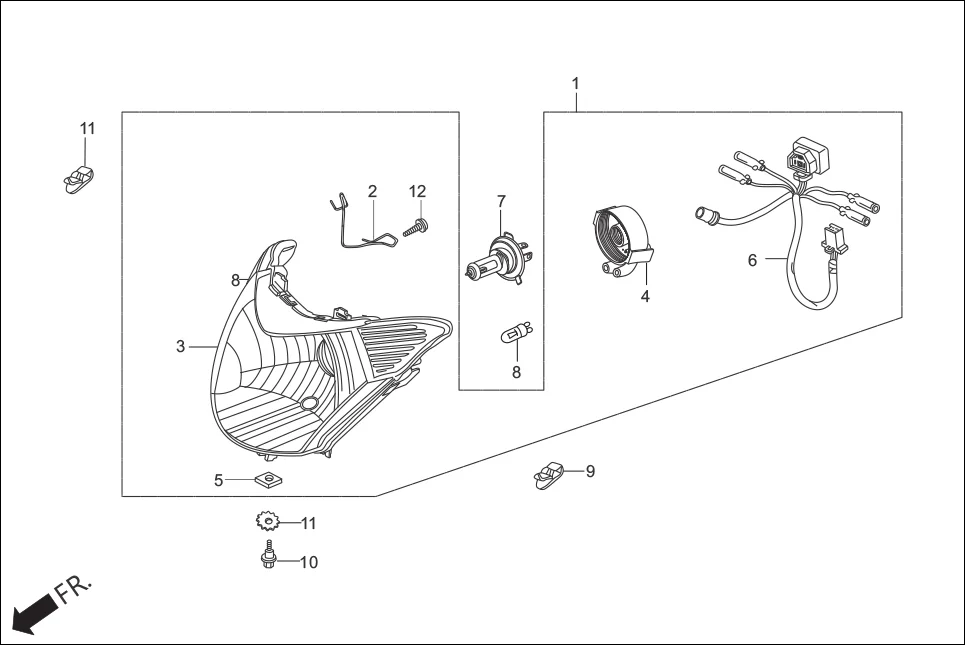F-1 HEAD LIGHT diagram showing 3310A-AAM-H01