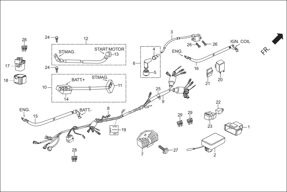 F-24 WIRE HARNESS / START CABLES diagram showing 38502-KSP-910
