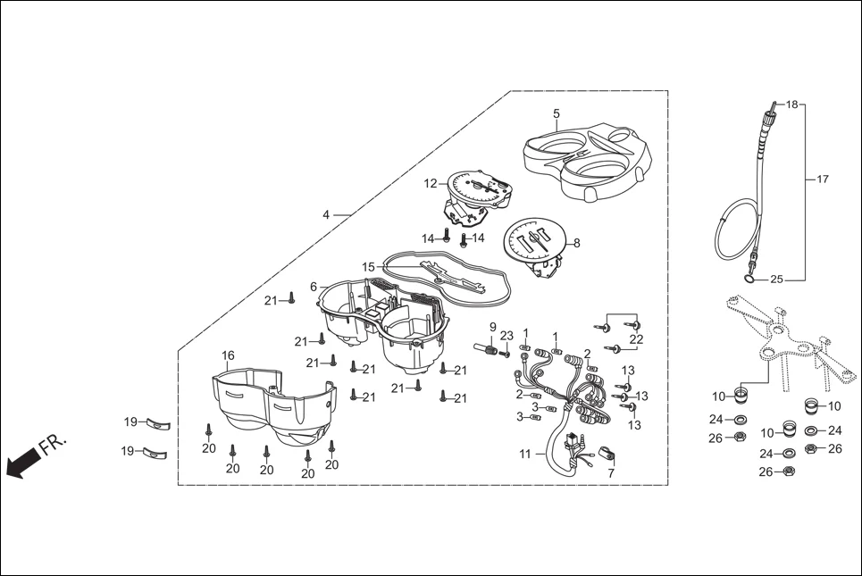F-2 SPEEDOMETER / CABLE diagram showing 37121-ML7-671