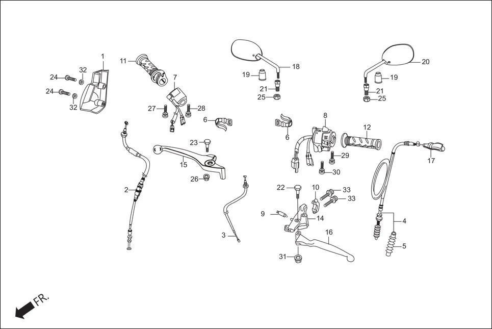 F-3-KICK HANDLE LEVER / SWITCH / CABLE diagram showing 35150-KTN-710