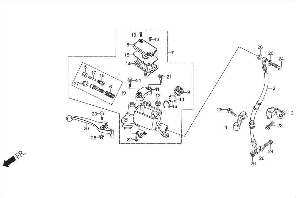 F-3A-SELF FRONT BRAKE MASTER CYL diagram showing 35340-KCC-841