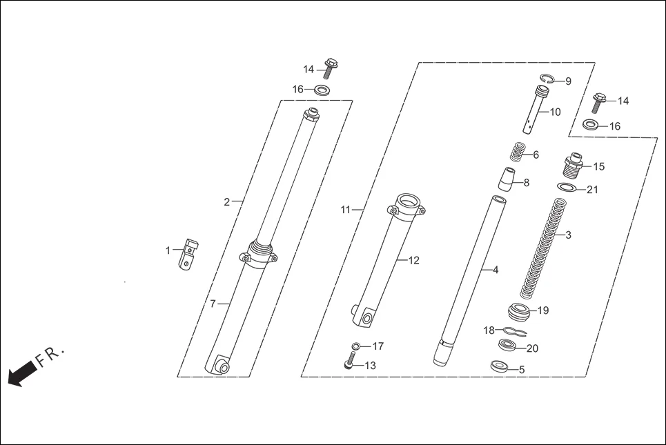 F-7 FRONT FORK diagram showing 51412-KSP-901