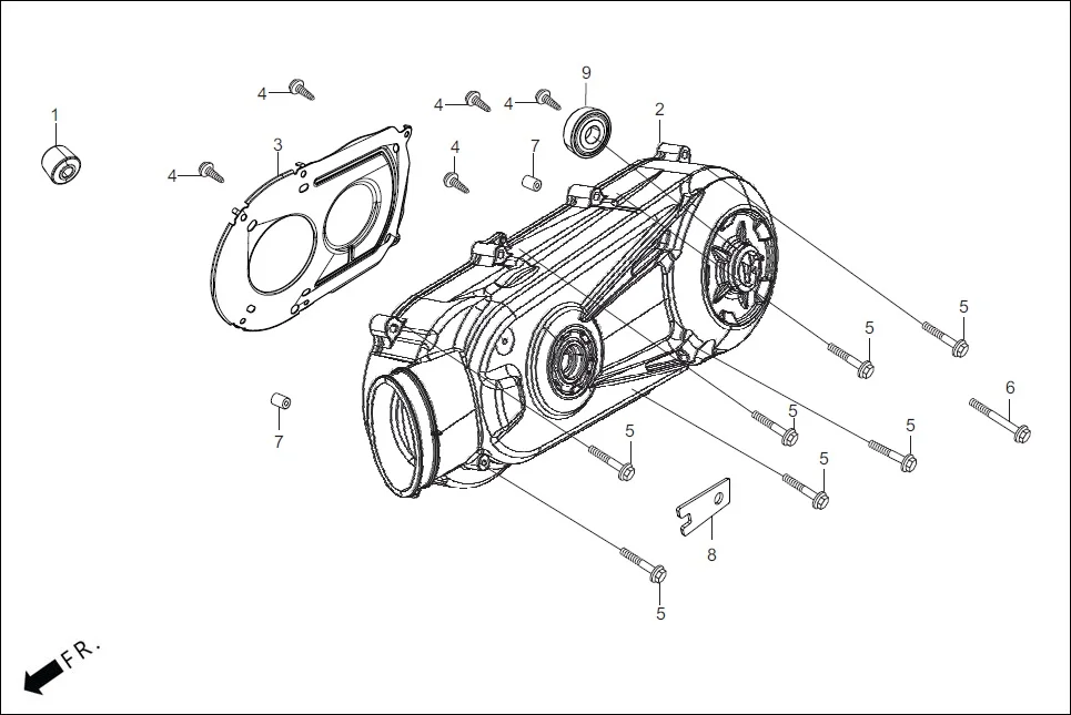 E-7A CRANK CASE &amp; COVER(LEFT CRANK CASE COVER)
