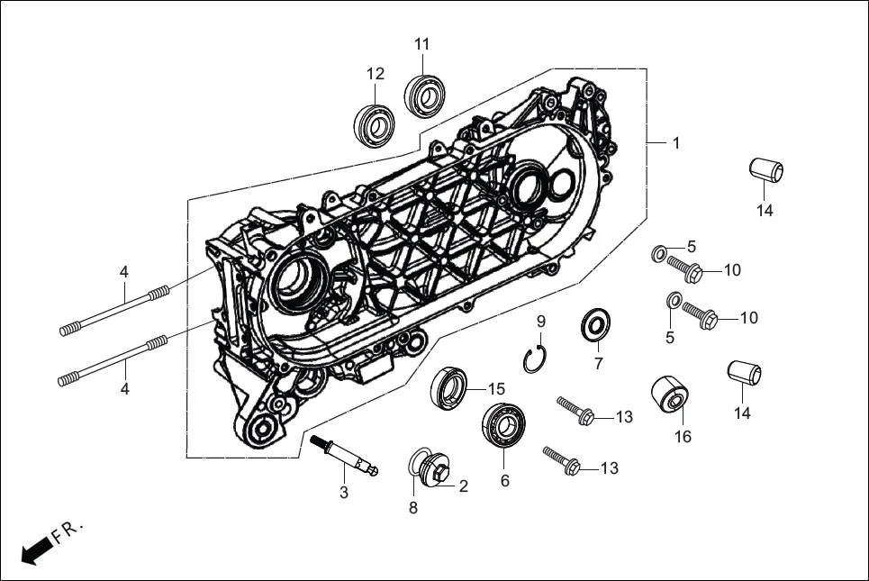 E-7B CRANK CASE &amp; COVER (LEFT CRANK CASE)